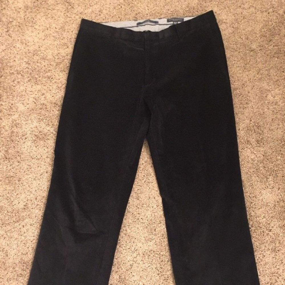 Banana Republic Mens 38W 31L Black Flat Front Cord